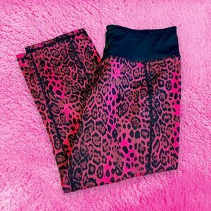 Betsey Johnson Pink and Black Leopard Leggings